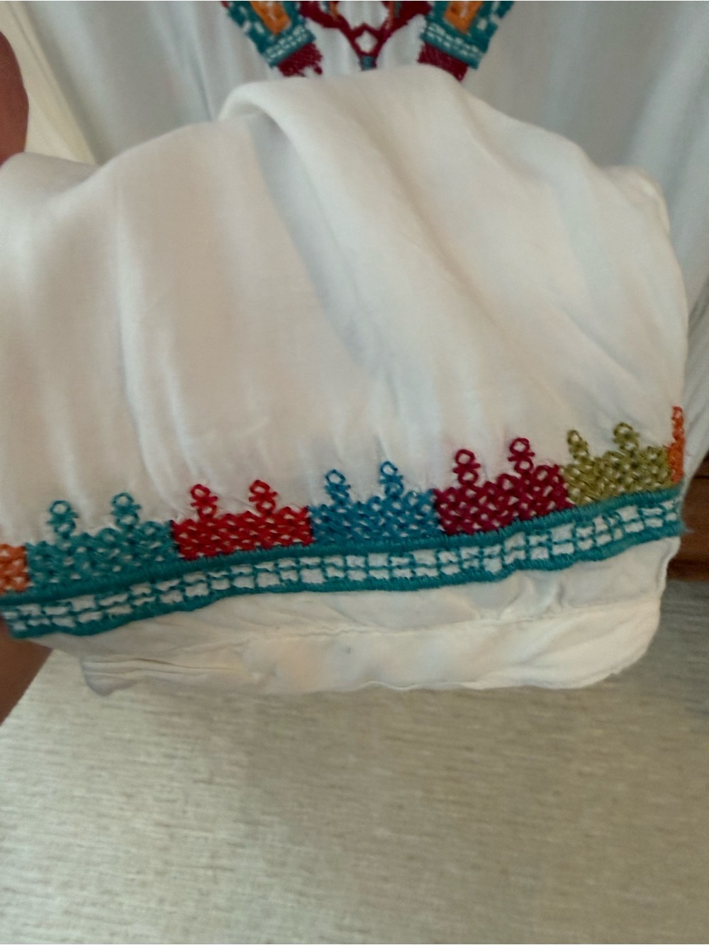 Johnny Was White Button-Front Top with Multicolor Embroidered - Picture 4 of 4